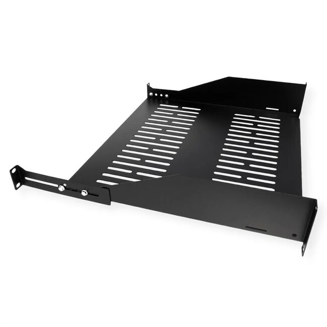 19 Zoll Regalboden | 40 cm tief | max. 25 kg | 2U | schwarz