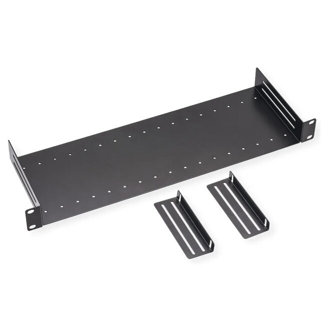 19 Zoll Regalboden | 2 verstellbare Trennwände | 15 cm tief | max. 6 kg | 1U | schwarz