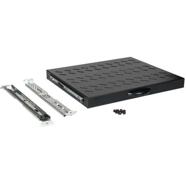 19 Zoll ausziehbares Regalbrett | 35 cm tief | max. 25 kg | 1U | schwarz