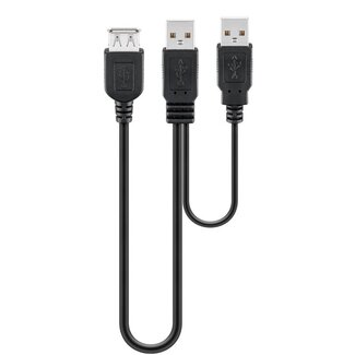 Goobay USB-A auf 2x USB-A Y-Adapterkabel | USB 2.0 | bis 1A | Schwarz | 0,30 m