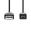 Nedis Mini USB-auf USB-A Kabel | USB 2.0 | bis 2A | Schwarz | 1 Meter