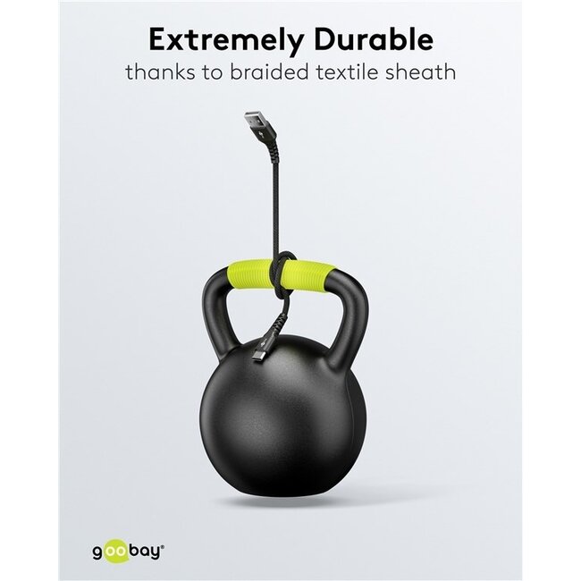 Goobay USB-C auf USB-A Supersoft Textilkabel | USB 2.0 | PD 60W | Schwarz | 2 Meter