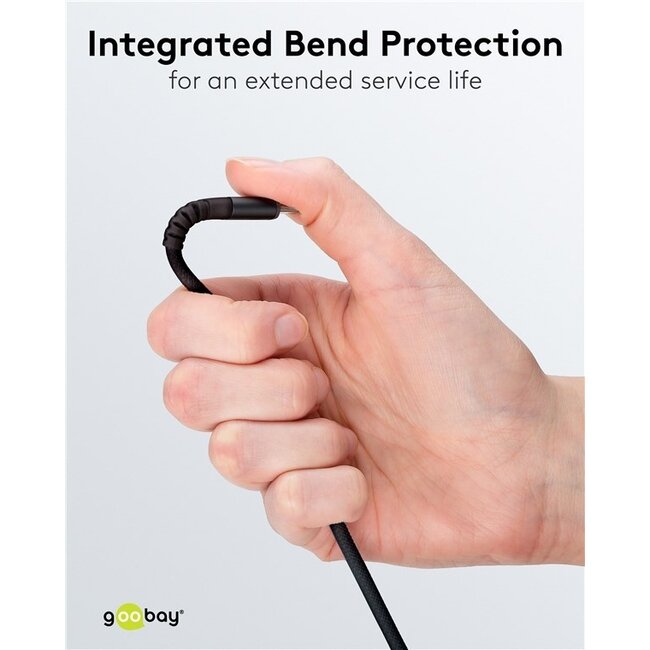 Goobay USB-C zu USB-A Supersoft Textilkabel | USB 2.0 | PD 60W | Schwarz | 3 Meter