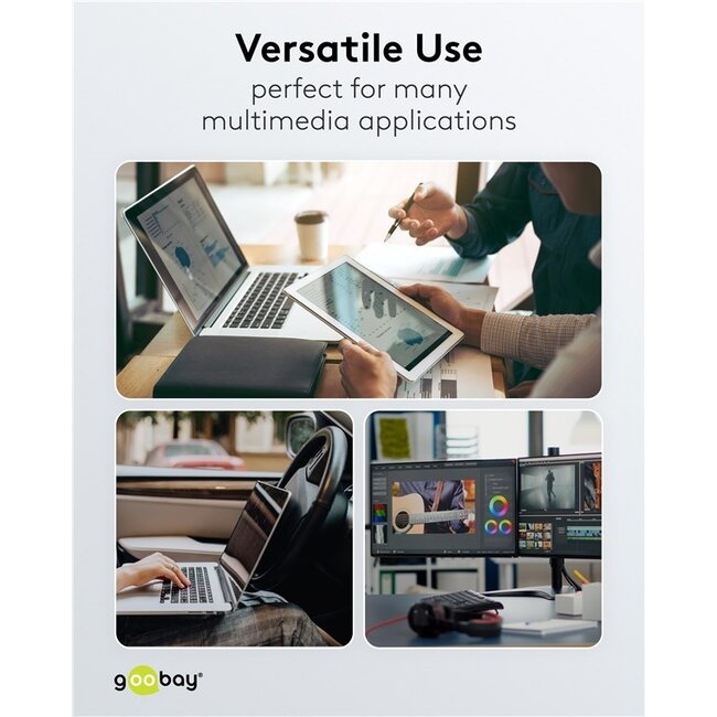 Goobay USB-C zu USB-A Supersoft Textilkabel | USB 2.0 | PD 60W | Schwarz | 3 Meter