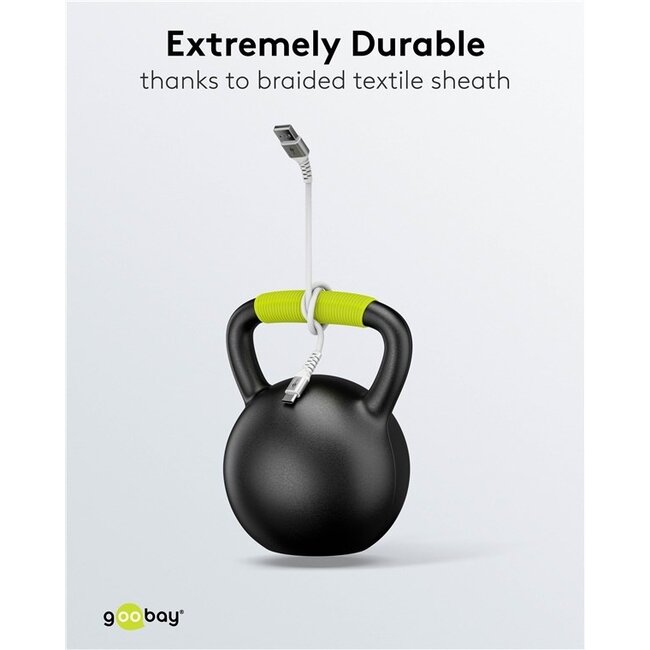 Goobay USB-C zu USB-A Supersoft Textilkabel | USB 2.0 | PD 60W | Weiß | 0,5 m