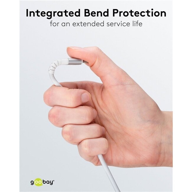 Goobay USB-C zu USB-A Supersoft Textilkabel | USB 2.0 | PD 60W | Weiß | 1 Meter