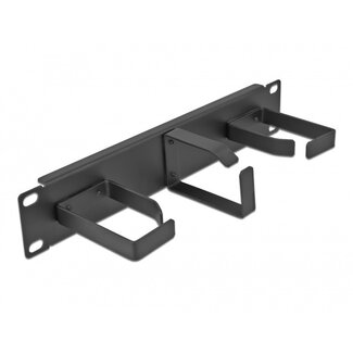 DeLOCK 10 Zoll Blindplatte mit 3 Kabelösen (G-Typ) | 2x horizontal + 1x vertikal | 1U | schwarz