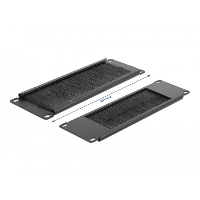 10 Zoll Durchführungsplatte mit Bürste | 2U | Schwarz