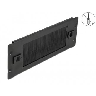 DeLOCK 10 Zoll Durchgangspanel mit Bürste | werkzeugfrei | 2U | schwarz