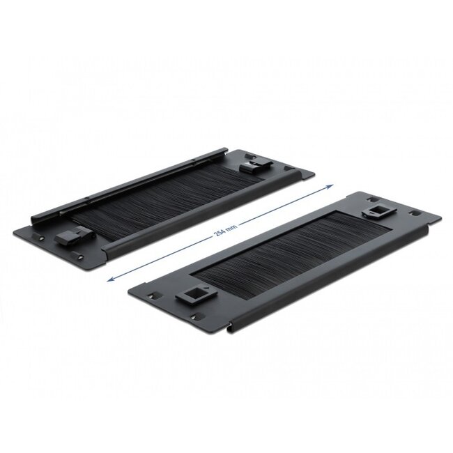 10 Zoll Durchgangspanel mit Bürste | werkzeugfrei | 2U | schwarz