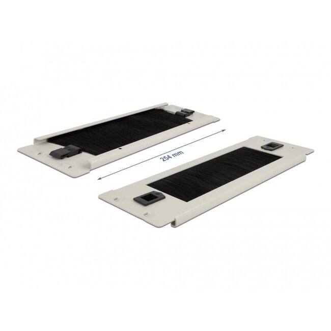 10 Zoll Durchführungsplatte mit Bürste | werkzeugfrei | 2U | grau