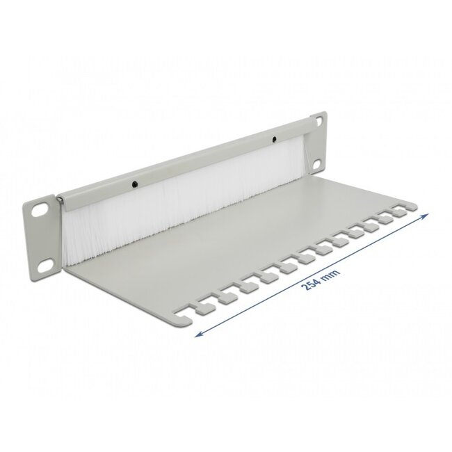 10 Zoll Durchgangspanel mit Bürste und Kabelkanal | 1U | Grau