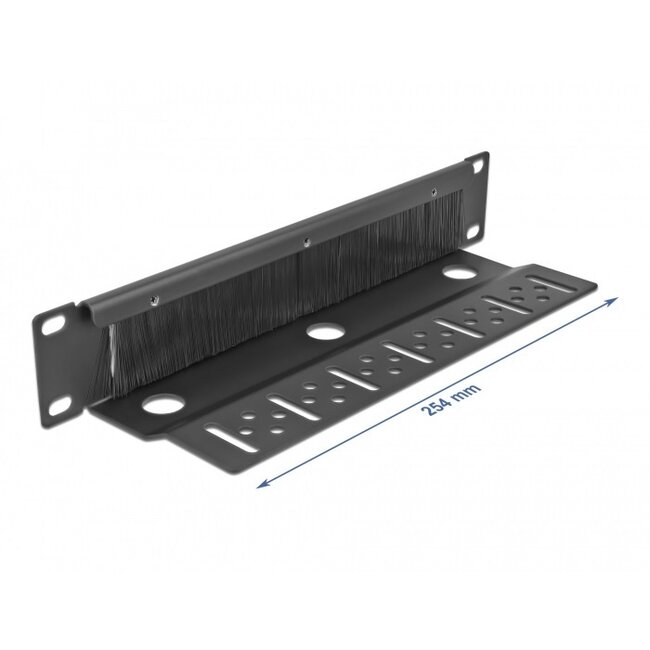 10 Zoll Durchgangspanel mit Bürste und Kabelhalterung | 1U | Schwarz