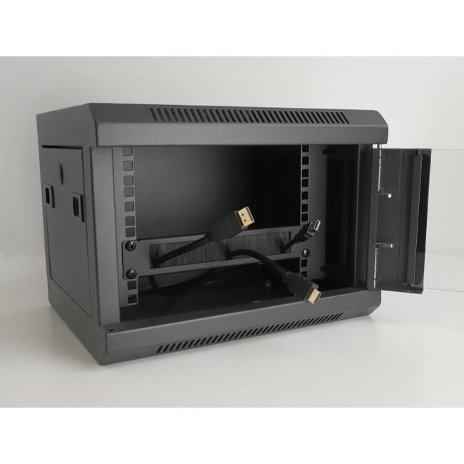 10 Zoll Durchgangspanel mit Bürste und Kabelhalterung | 1U | Schwarz