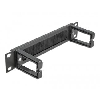 DeLOCK 10 Zoll Durchgangspanel mit Bürste und 2 Kabelösen (C-Typ) | 1U | Schwarz