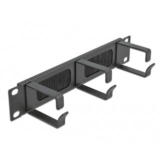 DeLOCK 10 Zoll Durchführungspanel mit Bürste und 3 Kabelösen (G-Typ) | 1U | Schwarz