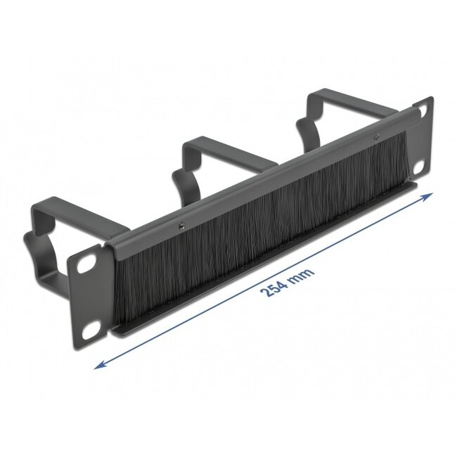 10 Zoll Durchführungspanel mit Bürste und 3 Kabelösen (G-Typ) | 1U | Schwarz