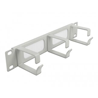 DeLOCK 10 Zoll Durchgangspanel mit Bürste und 3 Kabelösen (G-Typ) | 1U | Grau