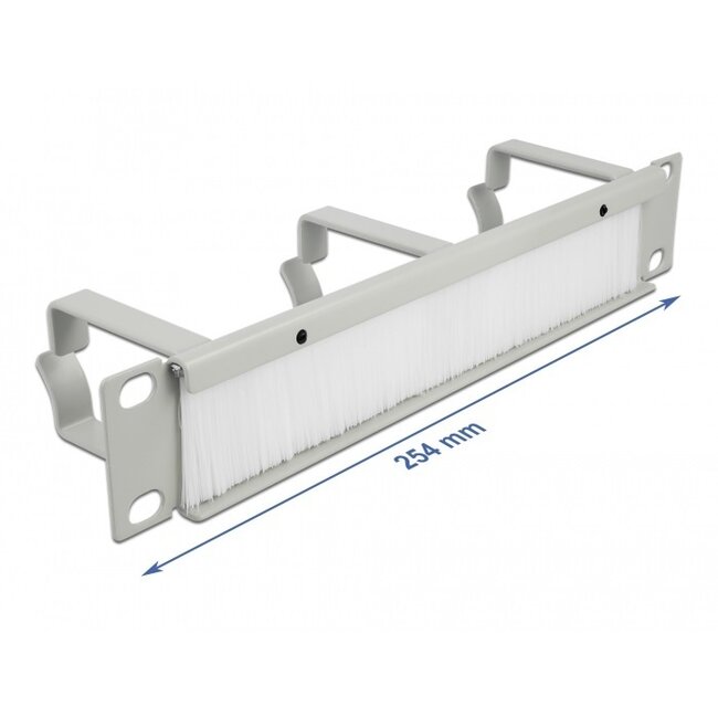 10 Zoll Durchgangspanel mit Bürste und 3 Kabelösen (G-Typ) | 1U | Grau