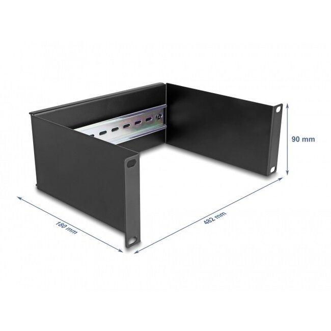 10 Zoll DIN-Schienenpaneel | 2U | Schwarz/Grau