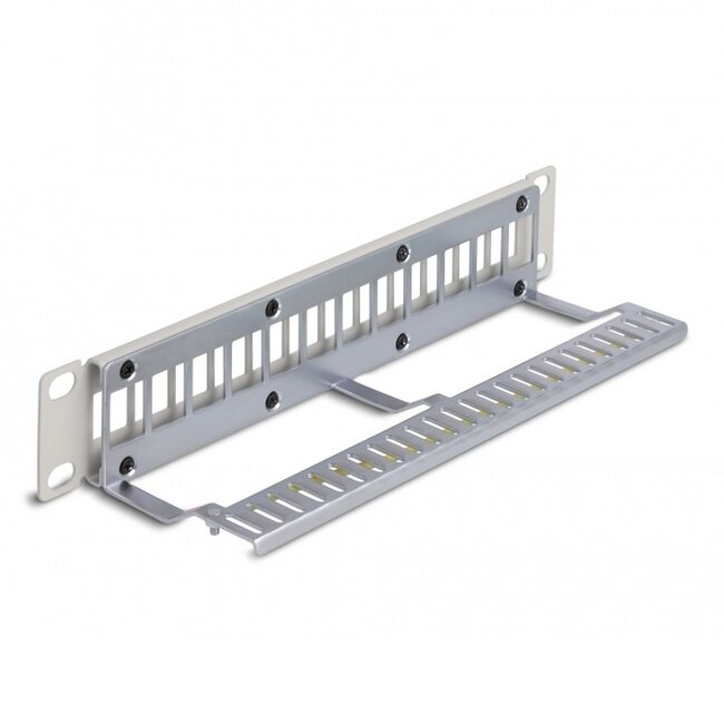 Delock 10 Zoll Patchpanel mit Kabelmanagement | für 12 Keystone Module | 1U | Grau