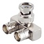 BNC (m) auf 2x BNC (w) Verteiler | Y-Adapter (rechtwinklig) | 50 Ohm
