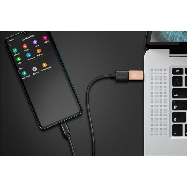 USB-C (m) auf USB-A (w) Adapter | kompakt | USB 3.0 | OTG | gold