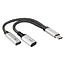 Premium USB-C 2-fach Daten- und Lade-Splitter | USB 2.0 | OTG | PD 60W | Nylon | 0,15 m