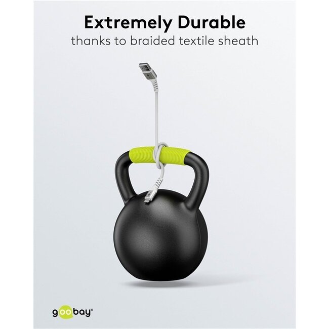 Goobay Lightning USB-A Supersoft Textilkabel | USB 2.0 | PD 60W | Weiß | 1 Meter