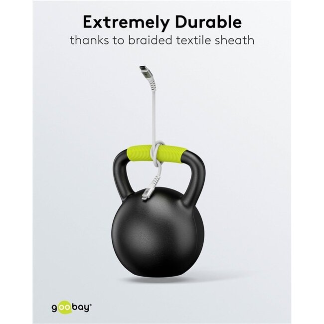 Goobay Lightning USB-C Supersoft Textilkabel | USB 2.0 | PD 60W | Weiß | 1 Meter