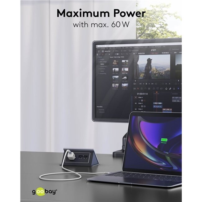 Goobay Lightning USB-C Supersoft Textilkabel | USB 2.0 | PD 60W | Weiß | 3 m