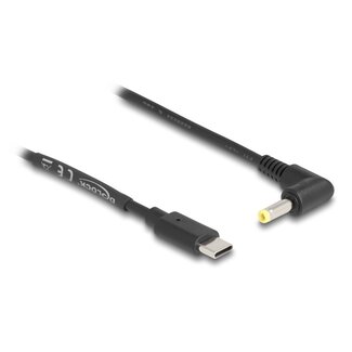 DeLOCK USB-C auf DC Stecker Winkelkabel | 4,0 x 1,7mm | max. 5V/2A (10W) | Schwarz | 1,5 m