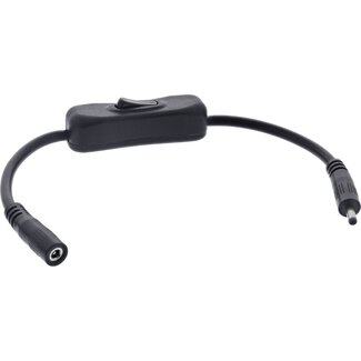 InLine DC-Verlängerungskabel mit Schalter | 3,5 x 1,35 mm | max. 140W | Schwarz | 0,20 m