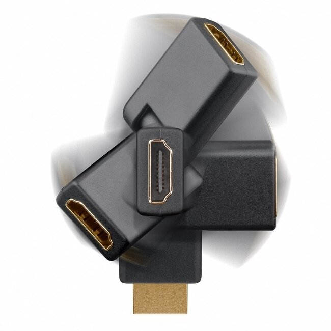 HDMI-Adapter | 360° drehbar | HDMI 2.0 (4K 60Hz + HDR) | Schwarz