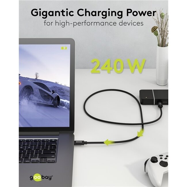 USB-C Kabel | USB4 v2.0 80 Gbps | PD 240W | 16K 60Hz | Schwarz | 1,2 m
