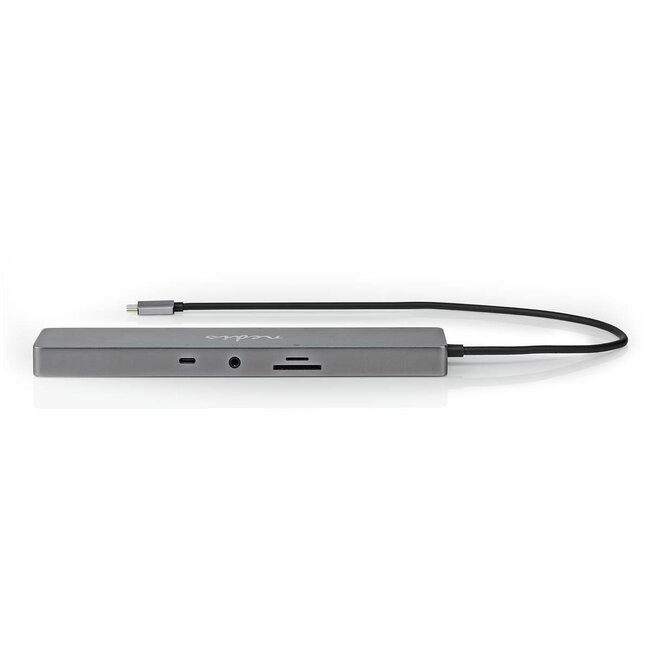 Nedis USB-C Hub – 2x HDMI 4K 60Hz, USB-A, USB-C PD 100W, RJ45, 3,5mm & (Micro) SD Adapter | Grau | 0,40 m