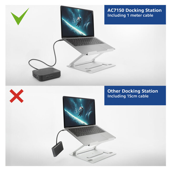 ACT USB-C Dockingstation | 2x HDMI 4K 60Hz, 7x USB-A/C, PD 85W, RJ45 & 3,5mm | DisplayLink | 1 Meter