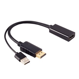 S-Impuls Aktiver HDMI-zu-DisplayPort-Adapter mit USB-A | HDMI 2.0 | DP 1.2 | 4K 60Hz | 0,20 m