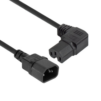 ACT C15 (rechtswinklig/links) - C14 Stromkabel für UPS/PDU | 3x 1,00mm² (Gummi) | Schwarz | 1,8 Meter