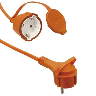 MaxTrack CEE 7/7 (flach/winklig) - CEE 7/3 (gerade) Verlängerungskabel | 3x 1,5mm² | Orange | 20 Meter