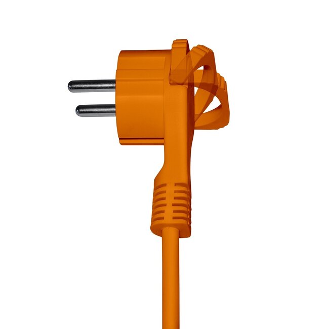 CEE 7/7 (flach/winklig) - CEE 7/3 (gerade) Verlängerungskabel | 3x 1,50mm² | Orange | 50 Meter