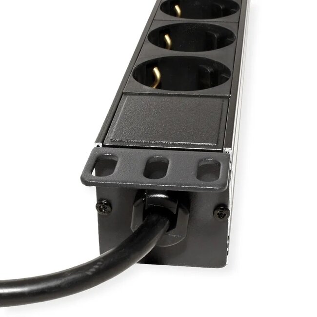 19 Zoll Steckdosenleiste | CEE 7/7 - 8x CEE 7/3 | 1U | Schwarz | 3 Meter