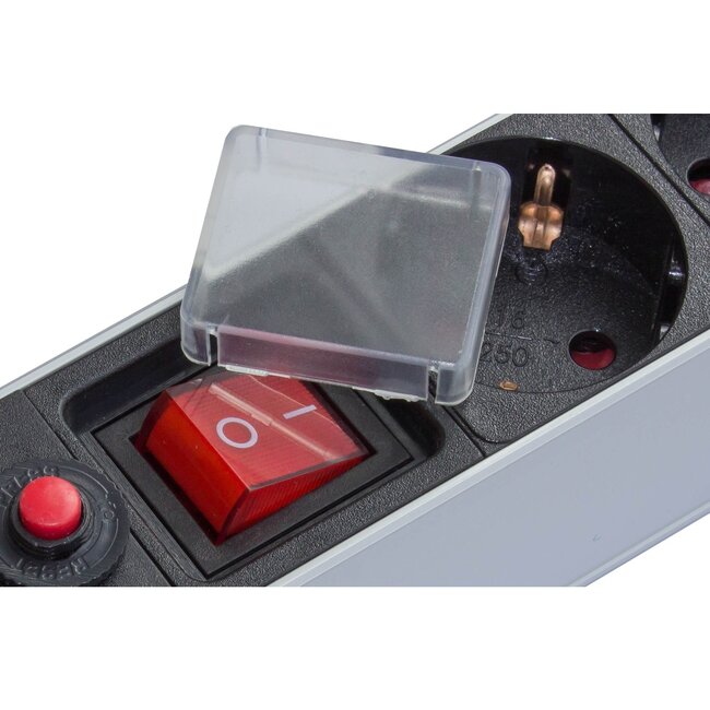 19 Zoll Steckdosenleiste | Schalter | CEE 7/7 - 8x CEE 7/3 | 1U | Aluminium | 1,8 m