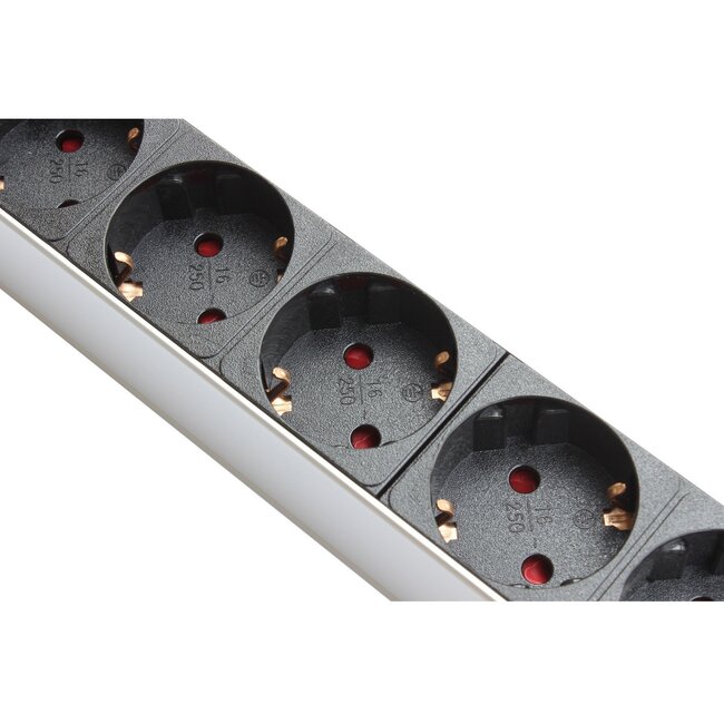 19 Zoll Steckdosenleiste | Schalter | CEE 7/7 - 8x CEE 7/3 | 1U | Aluminium | 1,8 m