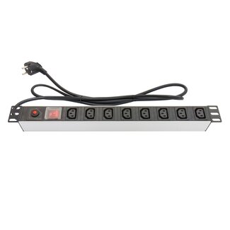 Good Connections 19 Zoll Steckdosenleiste | Schalter | CEE 7/7 - 8x IEC C13 | 1U | Aluminium | 1,8 m