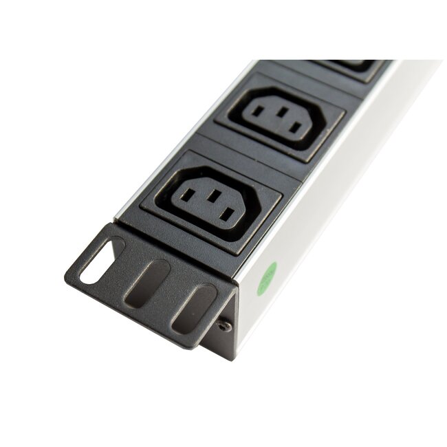 19 Zoll Steckdosenleiste | Schalter | CEE 7/7 - 8x IEC C13 | 1U | Aluminium | 1,8 m