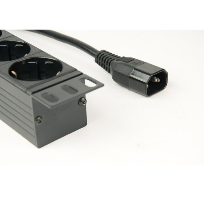 19 Zoll Steckdosenleiste | Schalter | IEC C14 - 8x CEE 7/3 | 1U | Schwarz | 3 Meter