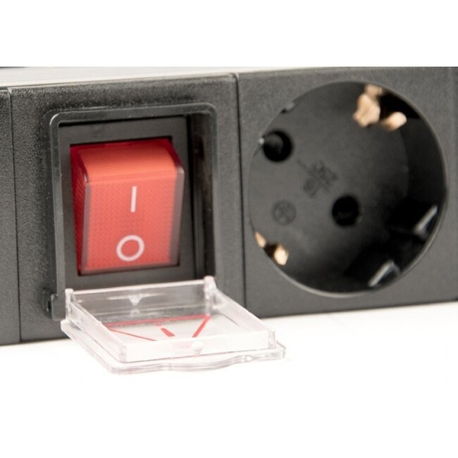 19 Zoll Steckdosenleiste | Schalter | IEC C14 - 8x CEE 7/3 | 1U | Schwarz | 3 Meter