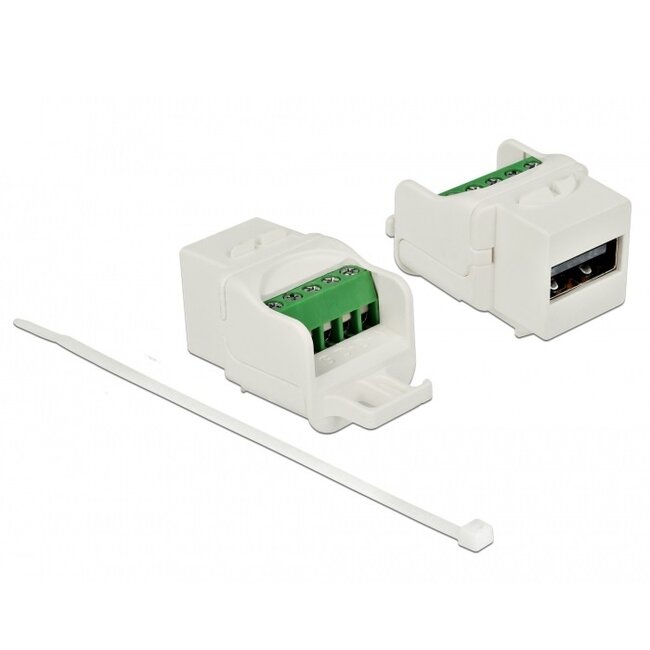 USB-A Keystone-Modul mit Schraubklemme | USB 2.0 | Weiß