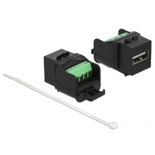 USB-A Keystone-Modul mit Schraubklemme | USB 2.0 | Schwarz